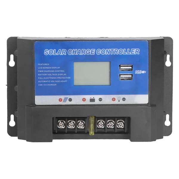 Solar ladekontroller LCD-skjerm Dobbel USB-grensesnitt Slitesterk solcellepanel PV Regulator 20A