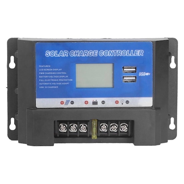 Solarladdningsregulator LCD-display Dubbelt USB-gränssnitt Tålig Solpanel PV-regulator 20A