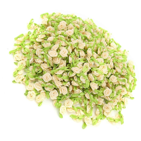 450 st Mini Rosett Ros Dekoration Rosettblomma med Blad Ornament för DIY Sömnad Hantverk Beige