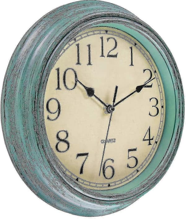 Tyst No Tick Ro Retro Kvartsväggklocka (12 tum) Blue
