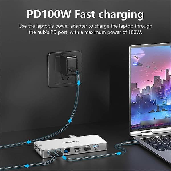 14 i 1 Dockingstation Multifunktionel 4K 60Hz HD Opløsning USB 3.2 Overførsel 10GBPS Dockingstation