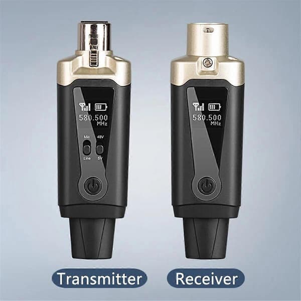 Trådlöst Mikrofonsystem XLR Mikrofon Konverter Adapter UHF Automatisk Sändarinställning för Kondensator Dynamisk Mikrofon