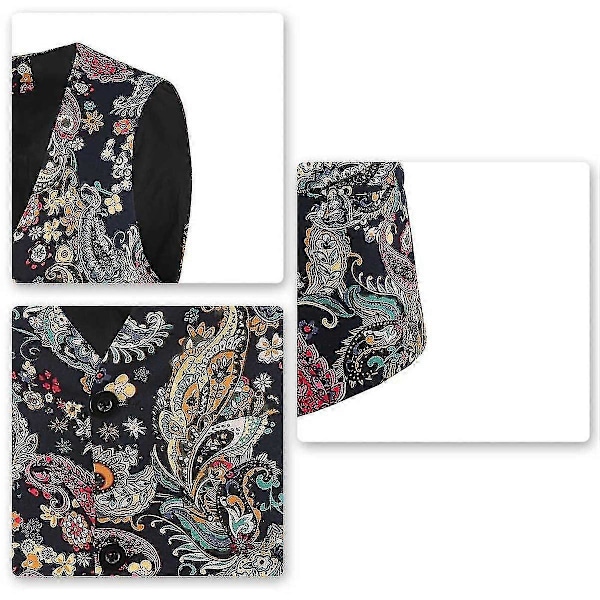 Moderigtig herre V-hals afslappet blomstret vest slank print vest 3XL