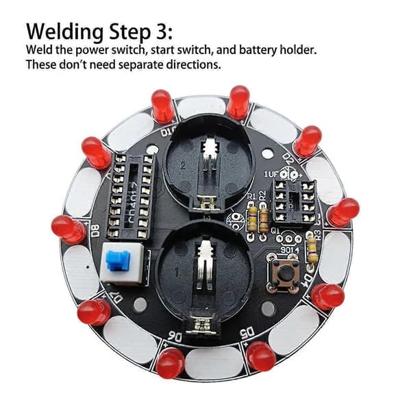 Lucky Turntable LED Lys DIY Elektronisk Sæt Svejseprojekt Træningsmodul DIY Sæt til Læringstræning, DIY Sæt