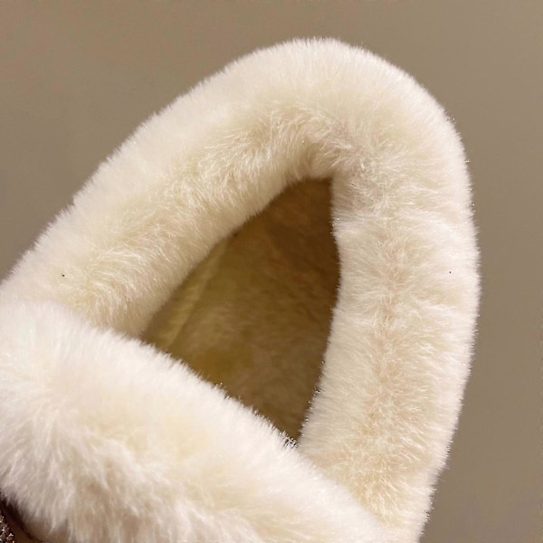 Varma Vinterfodrade Snökängor med Tjock Sula och Hög Skafthöjd, Kombinerat med Mjuka, Tjocka Damstövlar, Nya Populära Bomullsskor 38