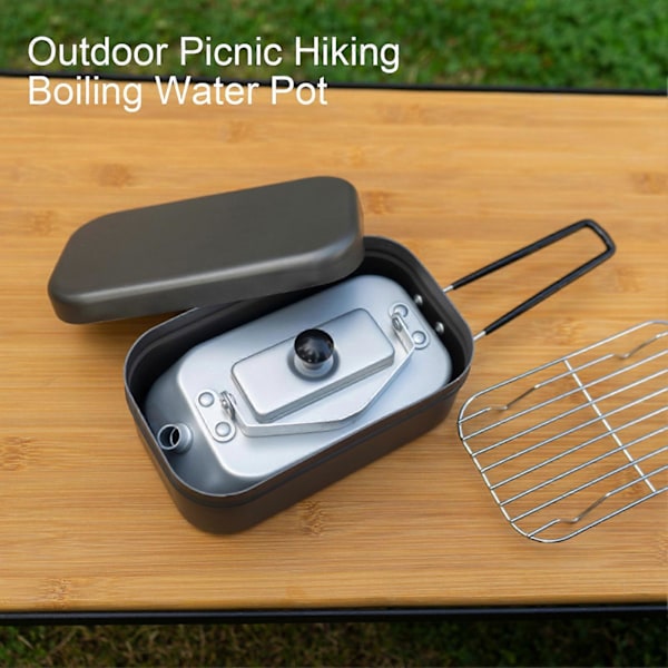 300ml Campingkittel Portabel Liten Kapacitet Rektangel Gryta Livsmedelsgodkänd Multifunktionell Kokkärl Aluminium Utomhus Picknick Vandring Kokande Vatten Gryta Camping