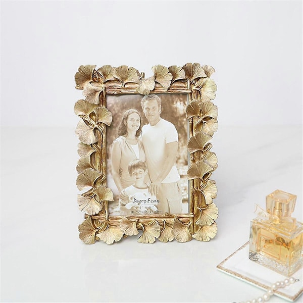Retro Fotoramme Resin Fotoramme Ginkgo Blad Dekorativ Fotoramme Beslag Soveværelse Bord Lignende Ramme