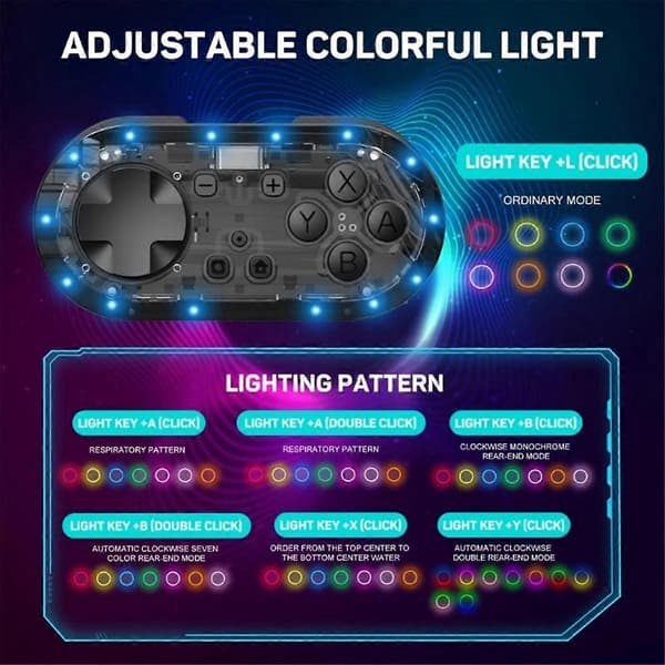 För Ny Switch Mini Handkontroll Liten Handkontroll Bluetooth Vibration Kontinuerlig Lång Batteritid Transparent Svart