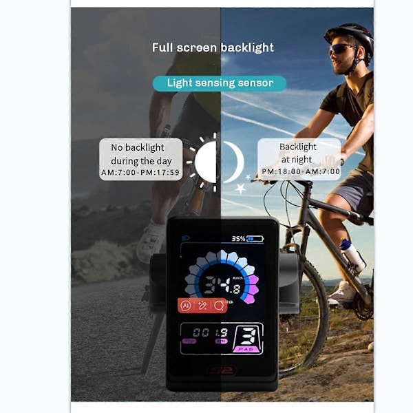 E-cykel 24-60V 5PIN Farveskærm LCD Display Motor Hastighedsmåler Scooter Kontrolkontakt Elektrisk Cykel Tilbehør UKS2+