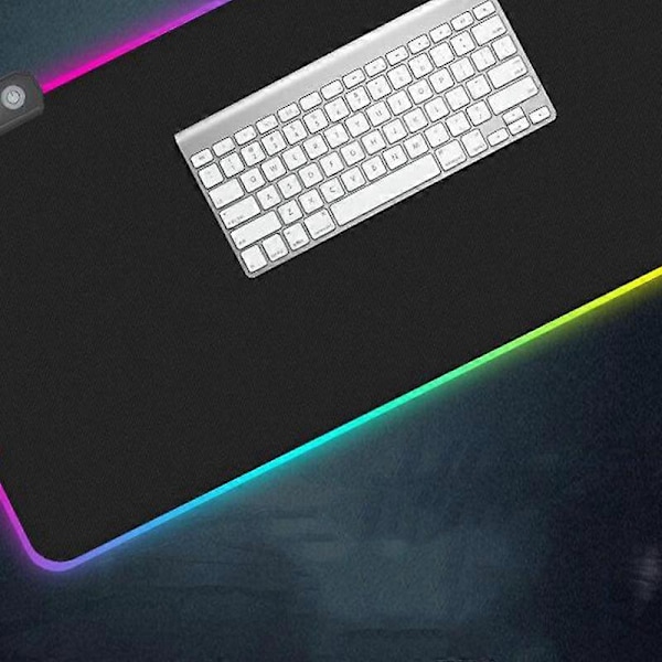 LED Extra Tangentbord Pad Stor Mjuk Gaming Musmatta RGB Ljus Överdimensionerad Lysande 7 Färger Mattor för PC/Laptop, Stor