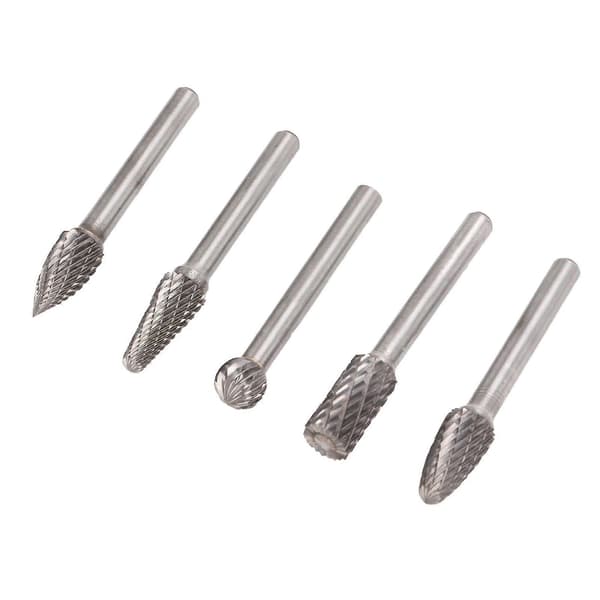 5 stk. 1/4in 6mm Hode Roterende Bor Bits Wolframstål Slipefiler for Metall Treutskjæring
