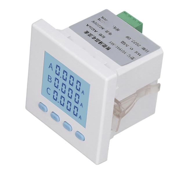 Digital 3-fas Energimätare Testare Elektricitet Strömförbrukningsmätare Intelligent LCD AC220V 5A Amperemeter