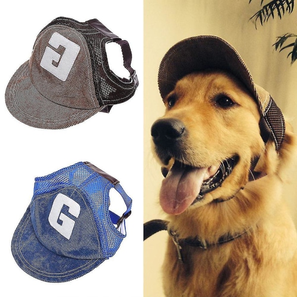 Hundhatt Hund Solhatt Hund Baseballkeps Sportkeps Hatt Utomhushatt Solskydd Hundhatt Med Öronhål Justerbar Andningsbar Blue S