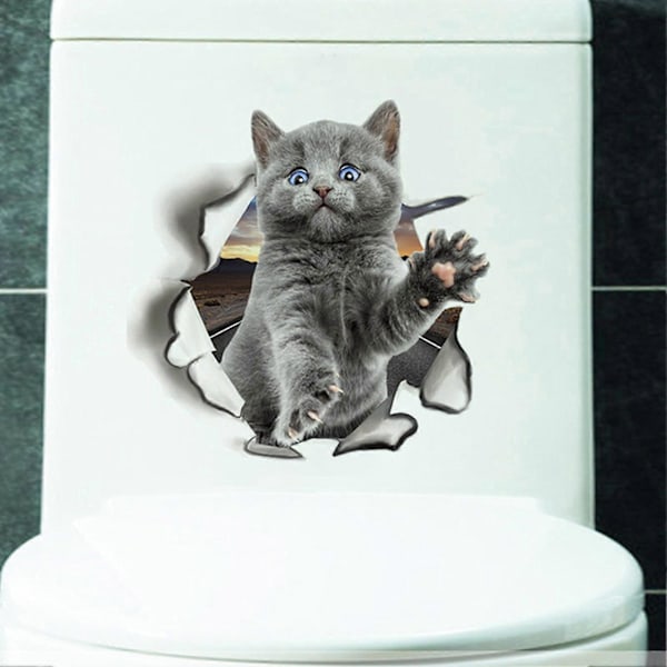 3D Fantasifullt Designet Kattunge Veggklistremerker Baderom Toalettlokk Dekor
