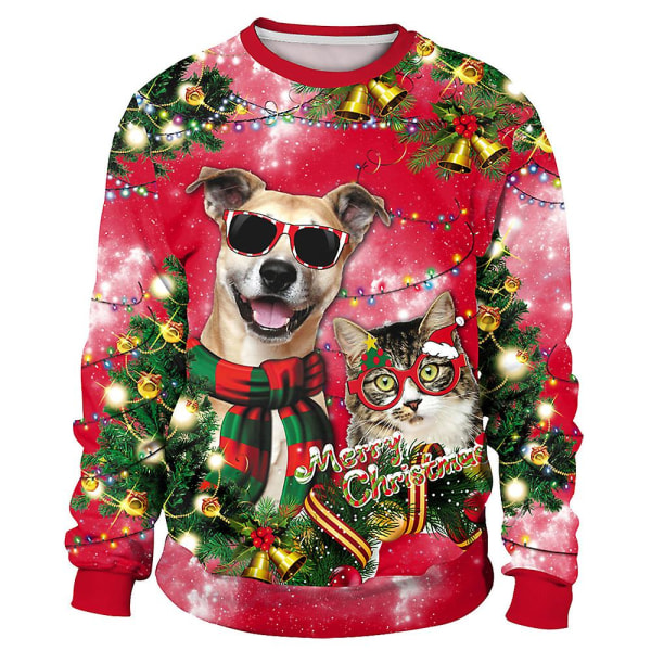 Par Jul 3d Nyhet Print Sweatshirt Casual Långärmad Pullover Jumper Kvinnor Män Xmas Party Ugly Roliga Toppar style 6 2XL