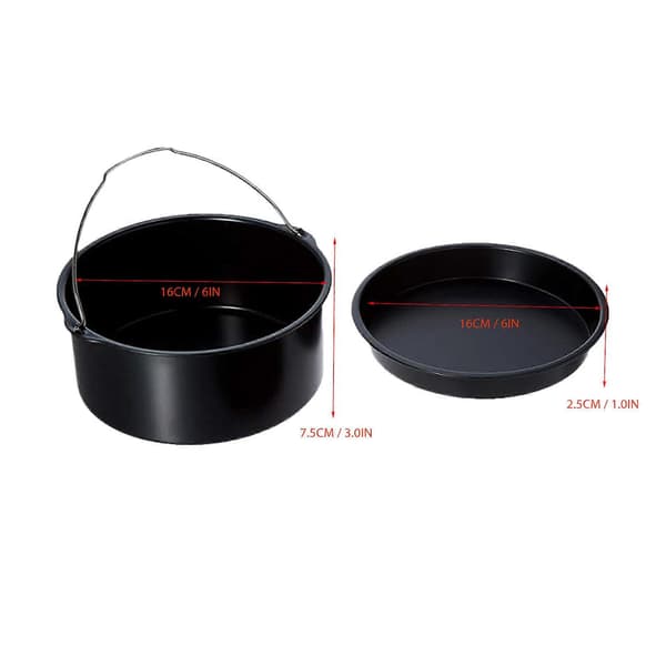 Friteuse Tilbehør Rustfritt Stål Bakeform Kakeform Pizzaform Grill Nonstick Belegg Oppvaskmaskinsikker Svart 6in