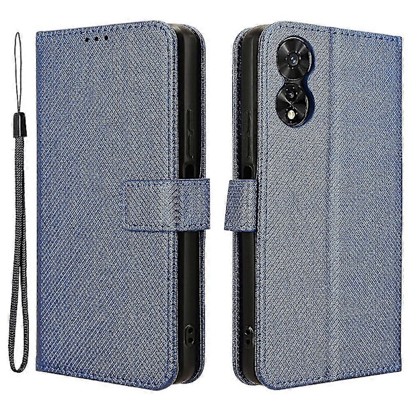 Fodral för TCL 505 T509K T5094 Diamanttextur PU Läder Kortplatser Ställ Telefonskydd Blue