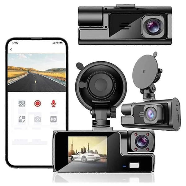 Bil Dash Cam Full HD Front & Innvendig Bilkjøringsopptaker Dash Kamera med 140 Bred Vinkel, G-Sensor, Loop-opptak