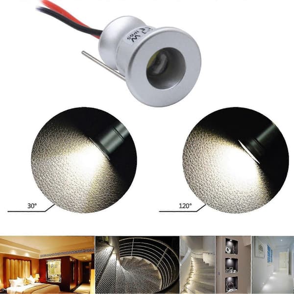 1w Led Mini Spotlight 15mm Utskärning Infälld Belysning Dc12v Ip65 Taklampa Pure White Light