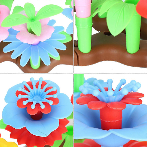 Blomsterträdgård Byggklossar Set DIY Blomstermonteringsleksak Barn Pedagogisk Leksak