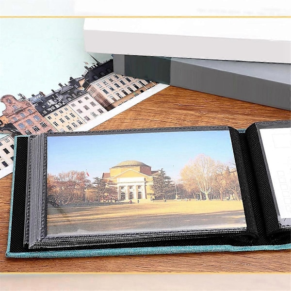 2 Pakke Små Fotoalbum, 6x4 Slip-in Fotoalbum 200 Bilder Mini Flip Fotobok Album Bærbar Omslag Minne Blå