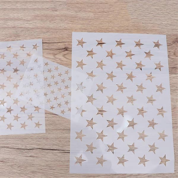 5 st Stjärnschabloner för DIY Amerikanska Flaggstjärnor på Trä, Tyg, Papper, Vägg