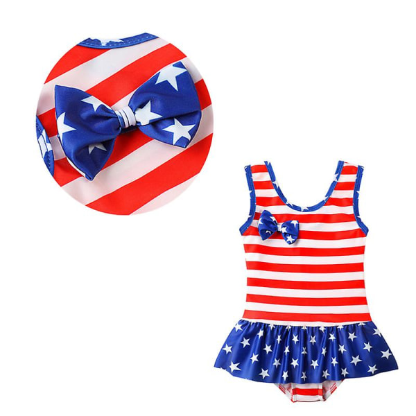 American Flag Baby Girl One Piece Baddräkt Volangspets 5T