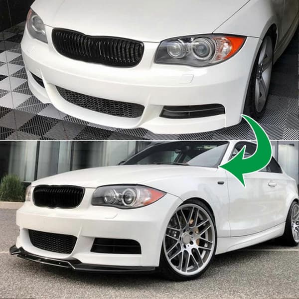 4 stk. Frontkofanger Læbe Spoiler Robust Stilfuld Frontkofanger Læbe Splitter Til 1 Serie E82 E88 FACELIFT M?PACK Blank Sort