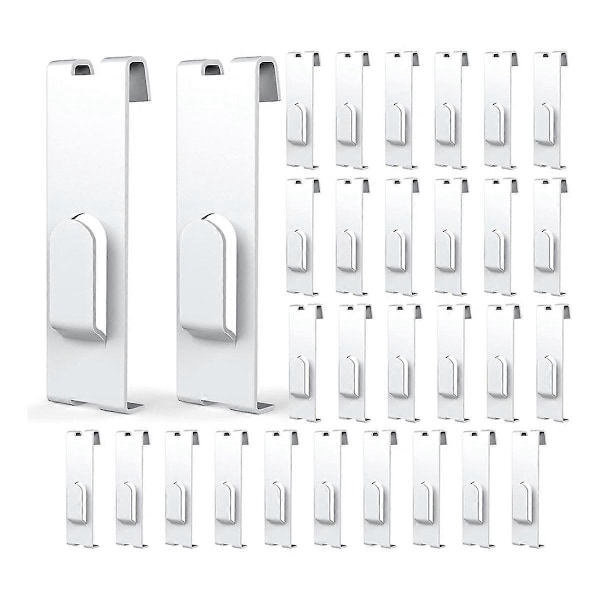 30 stk. Gridwall-kroker, Grid Panel-kroker, Grid Wall-krok, Grid Wall-tilbehør, Wire Grid-krok, Grid-hyllekroker, Hvit