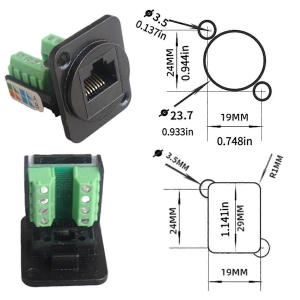 5 RJ45 CAT.5E Ledningsterminaler Netværkscomputermoduler med Fastgørelsesmøtrikker (Sølv)