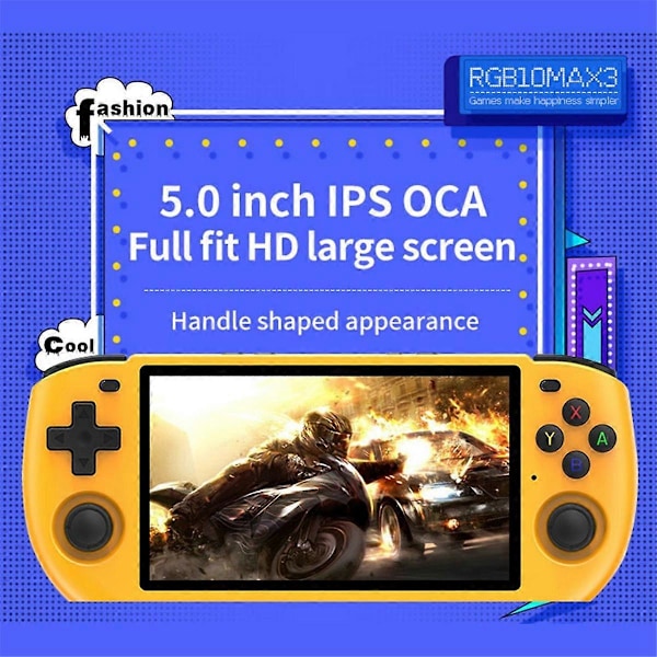 RGB10 Max3 Retro Spelkonsol 16G+128G 5.0 Tum Handhållen Videospels Konsol för MAME PSP N64 Emulator C