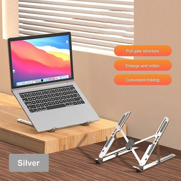 Bærbar computerholder Foldbar 10 niveauer Højdejusterbar Universal Hul Varmeafledning Skridsikker Bærbar Stationær Tablet Computer Stand Computertilbehør