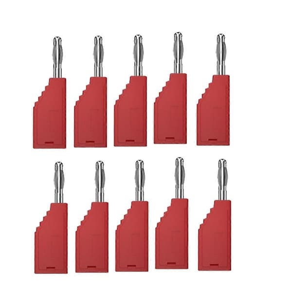 10 stk./sett Koblingsplugg J.10054 4mm Stabelbar Plugg Bananplugg Frontkobling Ledning Multifunksjonsplugger, Rød