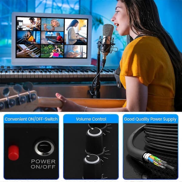 AC-6401 Mikrofon Kondensator Lydkort PC Datamaskin Lyd USB Elektrisk Gitar Live Sending Opptak Lydkort