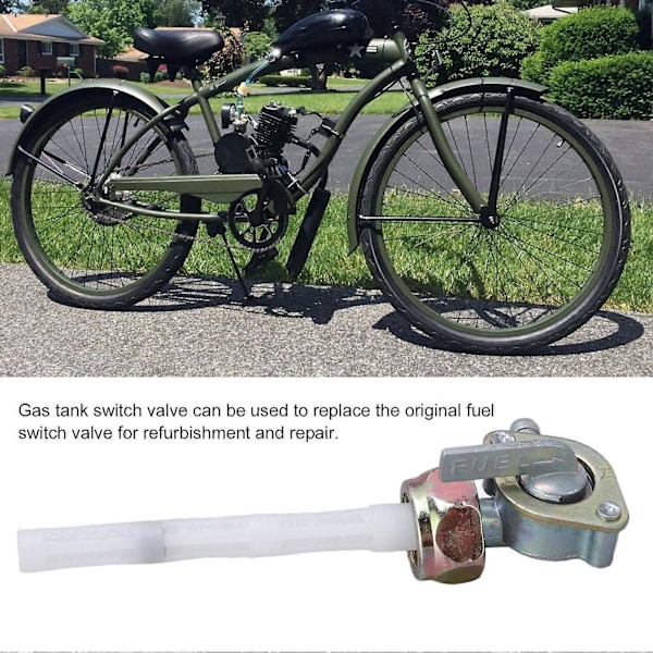 Drivstofftank Bensinkran Aluminium Legering Gassbryterventil for 49cc 66cc 50cc 80cc Motorisert Sykkel