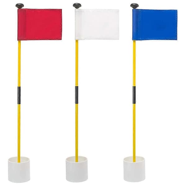 3 st Trädgårdsövning Golfhål Stång Kopp Flag Sticks, Golf Putting Flaggstänger, Golf Flagga, Golftillbehör, Vit & Blå