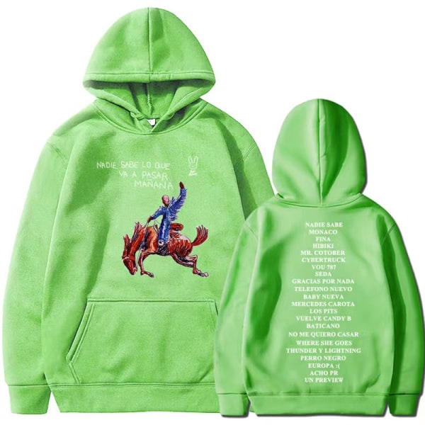 Ny Bad Bunny ny album Nadie Sabe Lo Que Va a Pasar Manana tröja perifer hoodie Light green S