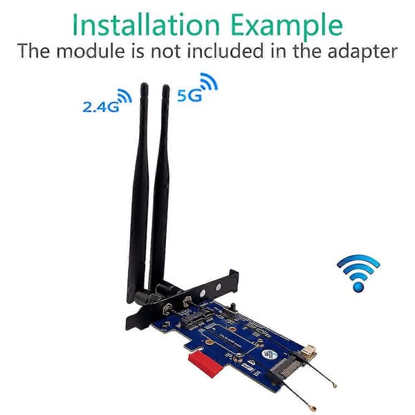 2 Antenn Mini PCI-E PCI Express till PCI-E 1X Adapter med SIM-kortplats för WiFi och 3G/4G/LTE-kort