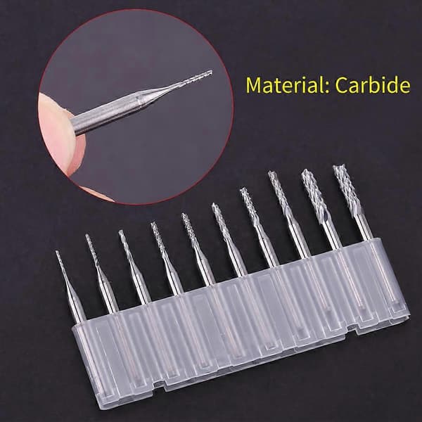 10st 0.8mm 3.17mm Ändfräs Gravyrbitar Roterande Skärverktyg för PCB CNC 1/8'' Skaft