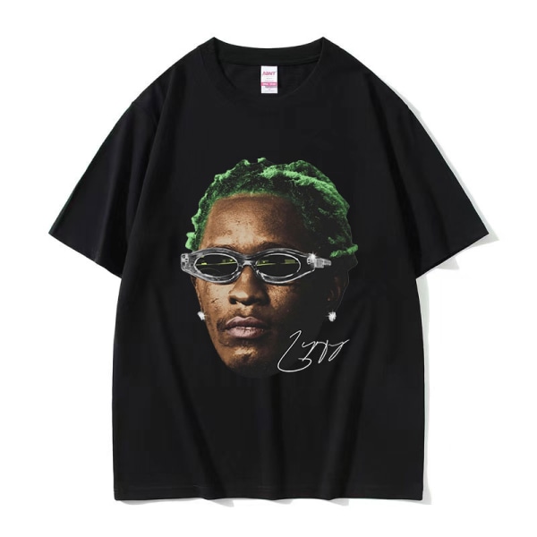 Rappare Young Thug Thugger Röd Vintage Grafisk T-shirt Herr Dam Hip Hop Street Tee q05424 Black M