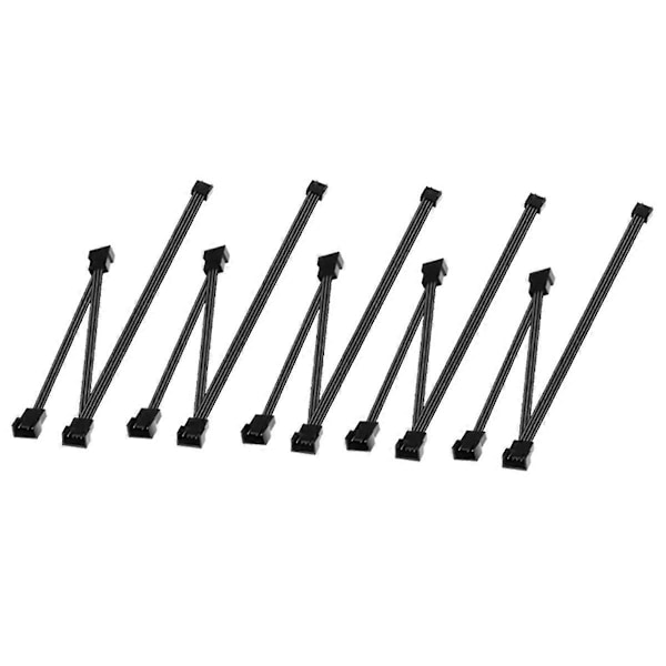 4 Pin CPU PWM Viftekabel 1 til 3 Veis Splitter Svart Sleeved Skjøteledning Kontakt 3/4PWM Vifte Skjøteledninger