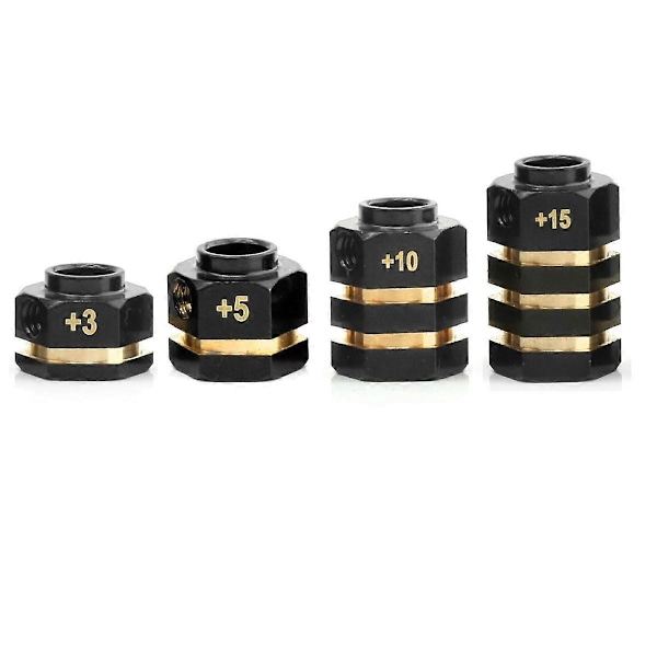 4kpl Messinkinen vastapaino 12mm pyörän kuusiokolo jatkettu adapteri TRX4 TRX6 1/10 RC-auton osille 15mm