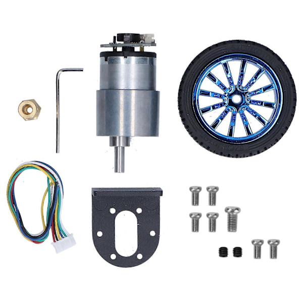 Encoder-moottorisarja 6 mm:n akselilla ja kiinnityskannattimella älyautoon, robotti-DIY DC6V JGB37?520600RPM
