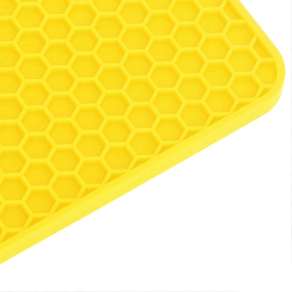 5 kpl silikonisia pannunalusia, neliönmuotoisia, pyöreitä, hunajakennokuvioisia, kuumia alustoja, liukumattomia, lämmönkestäviä kuumille levyille, pannuille, keittiöastioille, keltainen