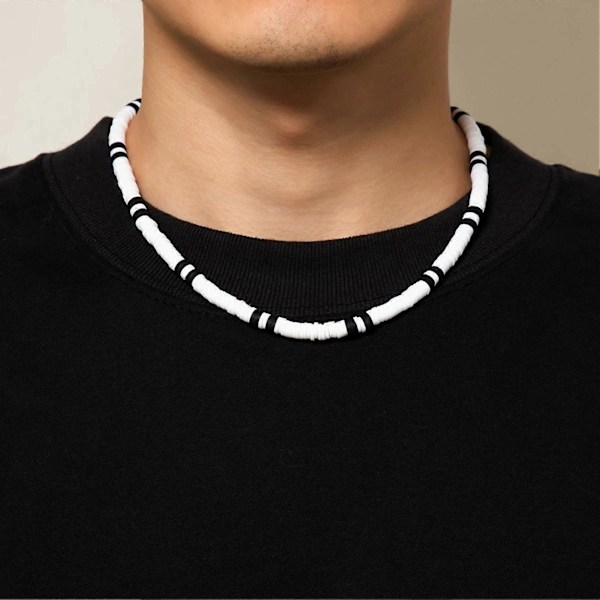 Herrhalsband Svart Vit Tvåfärgad Polymerlera Retro Pärlhalsband Casual Bohemia Nyckelbenshalsband Mode Smycken