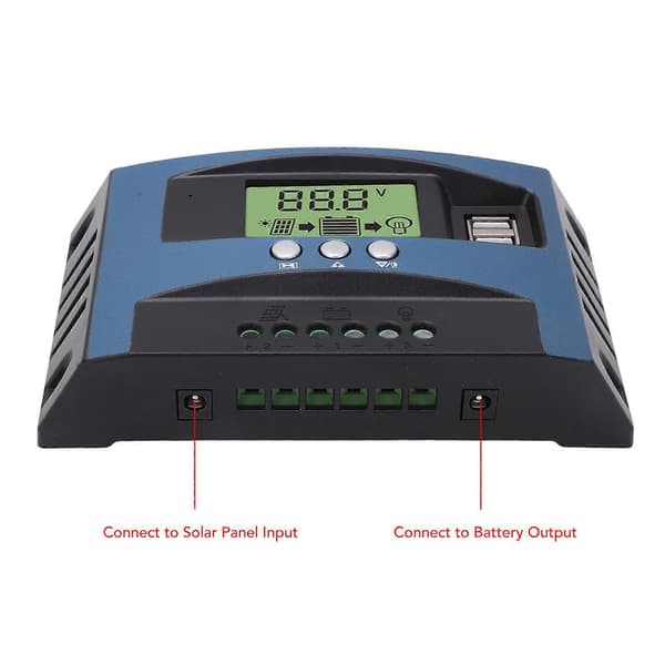 Solarladdningsregulator 12V 24V Intelligent Identifiering MPPT Laddning LCD-Display Solpanel Laddningsregulator 50A (20A Urladdning)