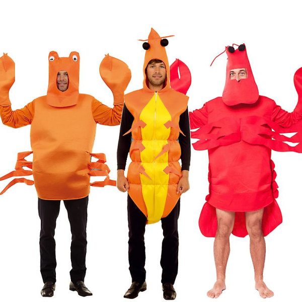 Räkor unisex unisex krabbadräkt Vuxen hummerman Cosplay Halloween skaldjurskostym 2022 Ny ankomst Orange