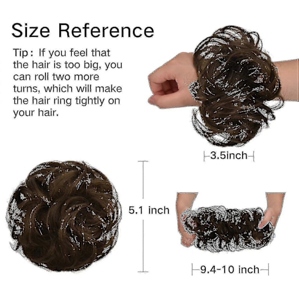 Hårknut Scrunchie Upprullad Hårförlängning Hårband Hästsvansförlängning Natural Black