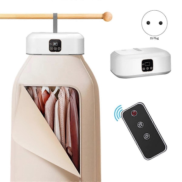 Bärbar Klädtork, Mini Tvättmaskinstorkar med Fjärrkontroll, Liten Kompakt Hopfällbar Elektrisk Torkmaskin EU-kontakt