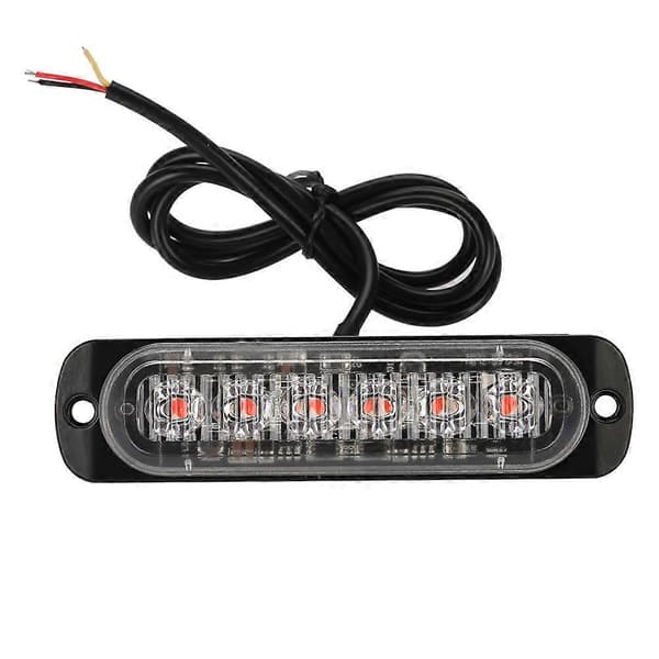 4st 12-24V Bil 6 LED Blixtljus Varningsljus Grill Blinkande Ljusramp Röd